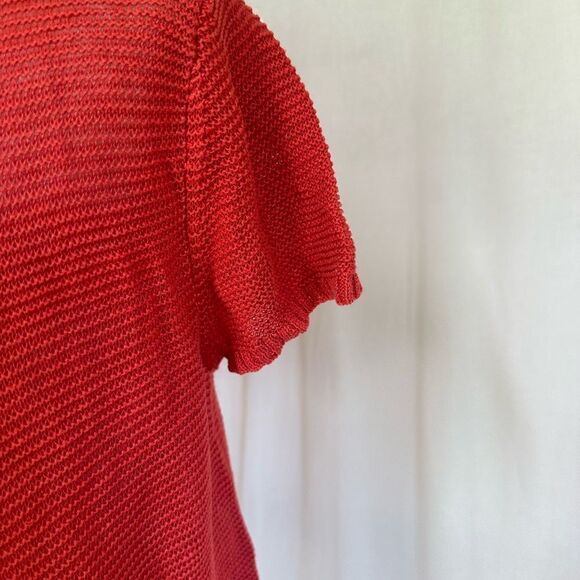 Eileen Fisher Y2K Open Cardigan Sweater Vest 100% Linen Rust Orange M - Picture 6 of 9